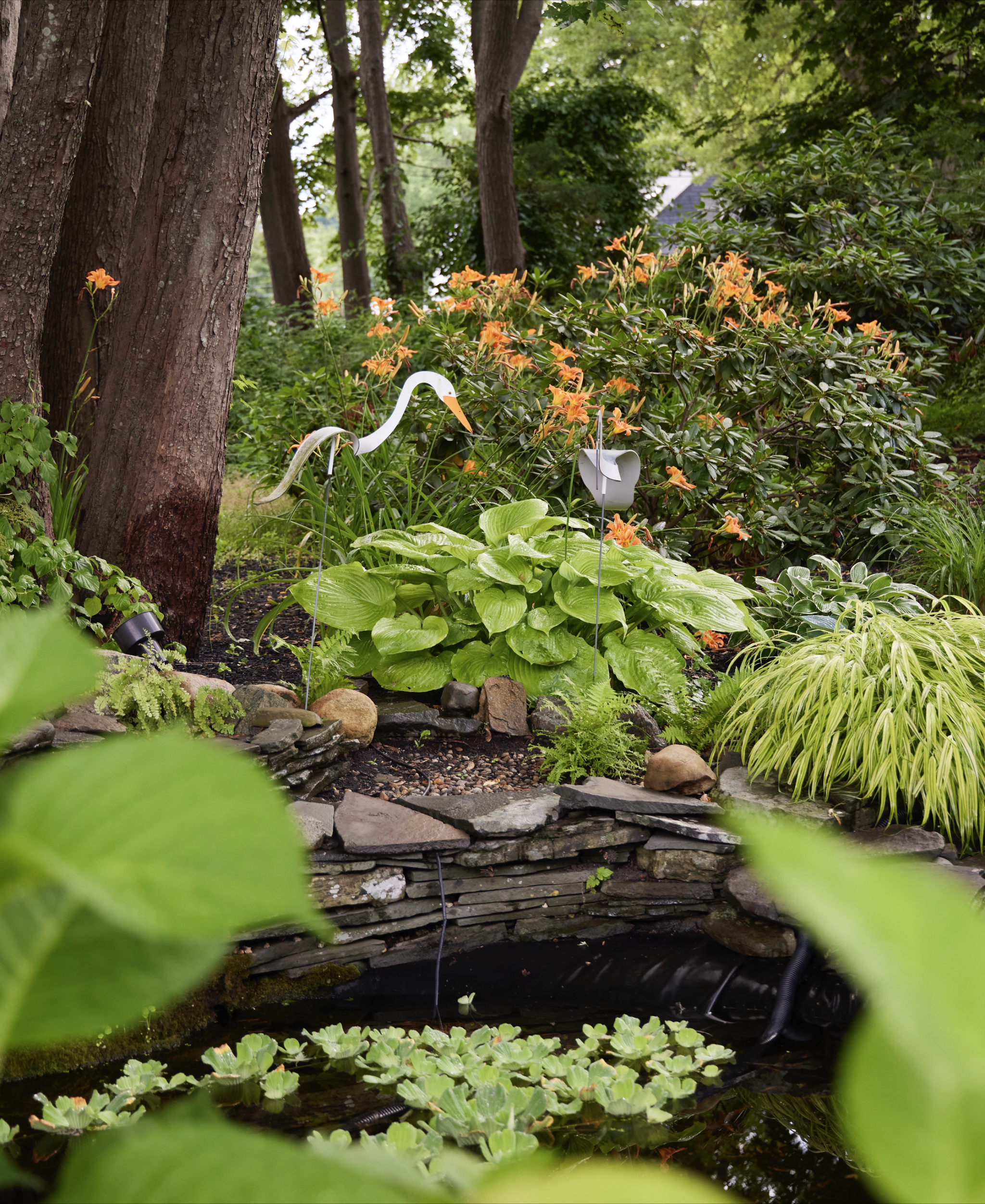 Water feature pond garden design Newbury ma hardscape