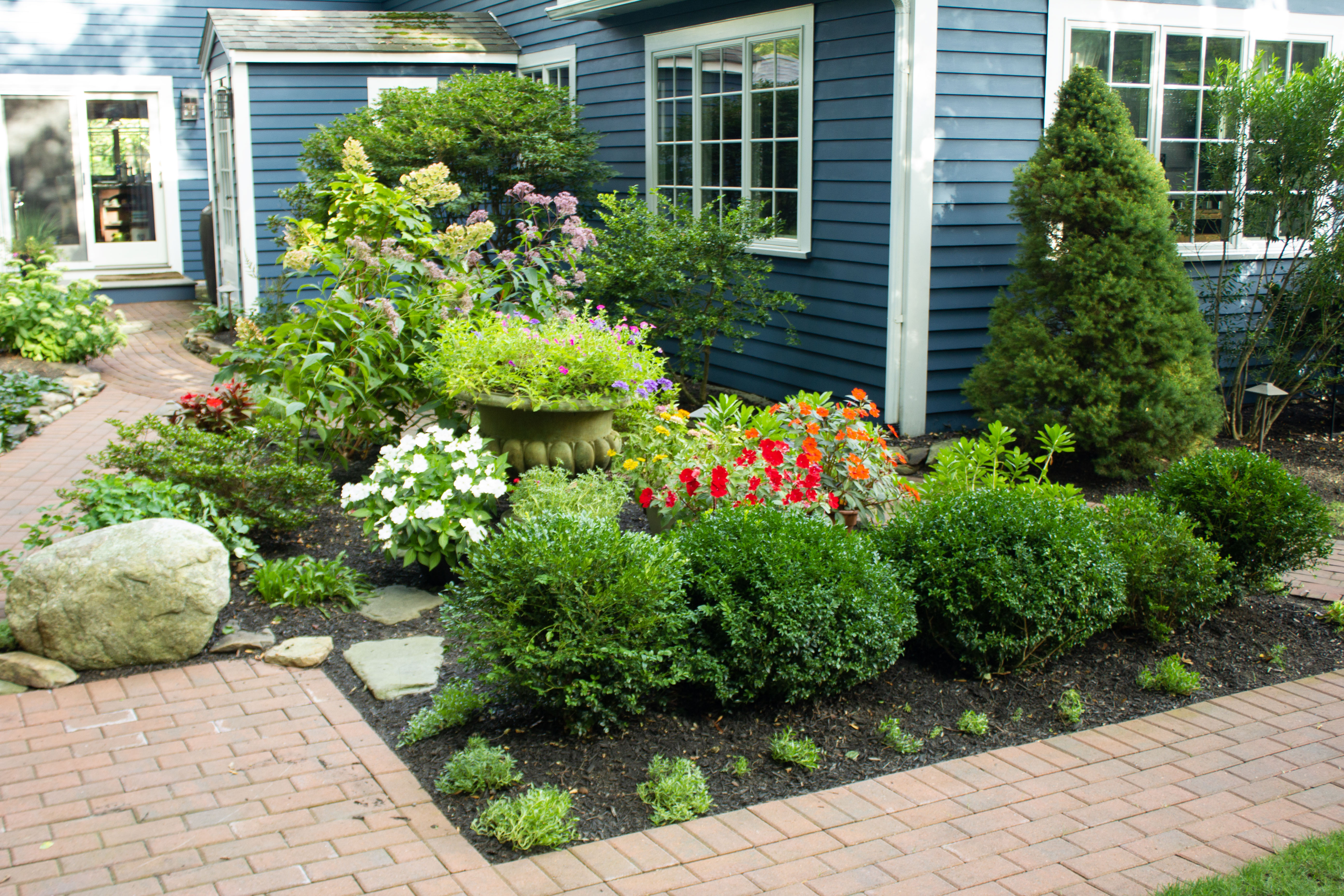 Garden design, planter boxes, annual planting, Amesbury Ma